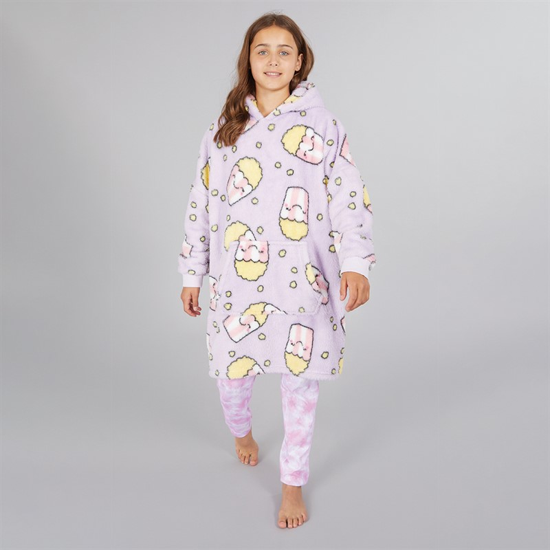 Board Angels Girls Oversized Popcorn Blanket Hoodie Lilac
