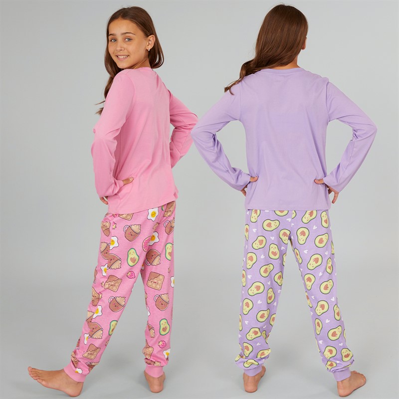 Board Angels Girls Two Pack Snack Pyjama Set Multi