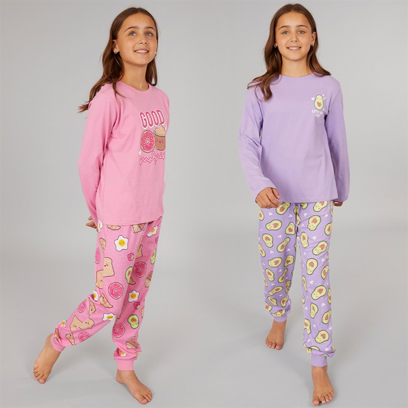 Board Angels Girls Two Pack Snack Pyjama Set Multi