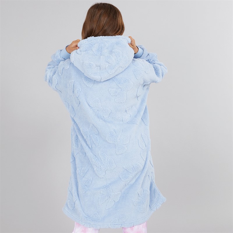 Board Angels Girls Oversized Bow Blanket Hoodie Blue