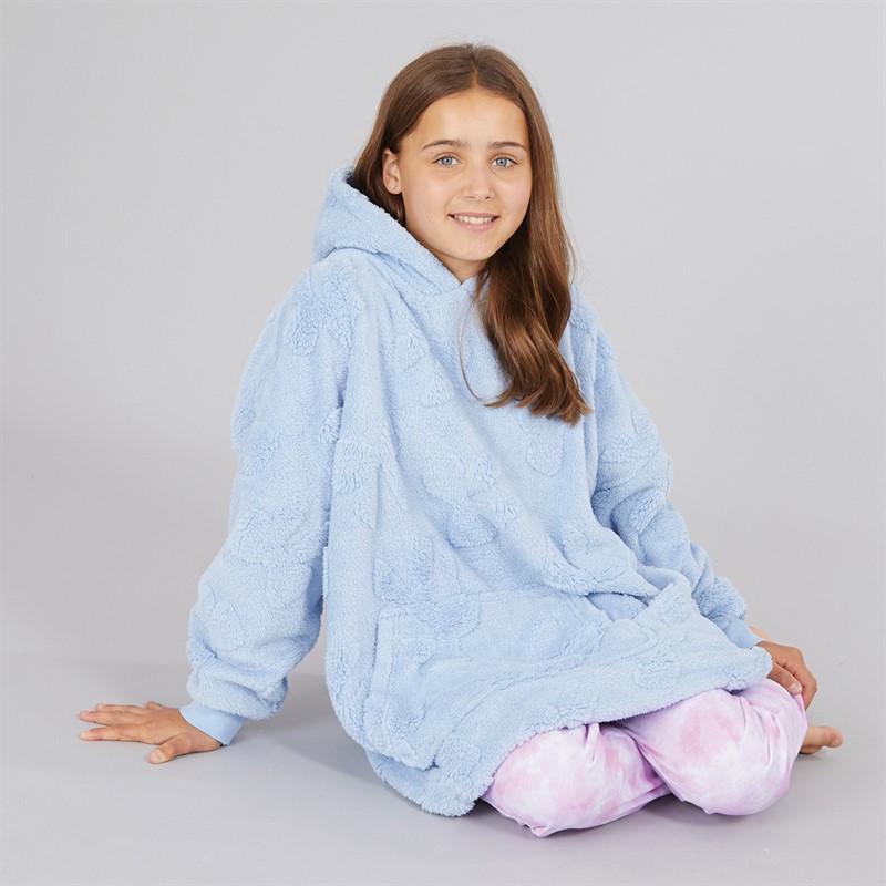 Board Angels Girls Oversized Bow Blanket Hoodie Blue