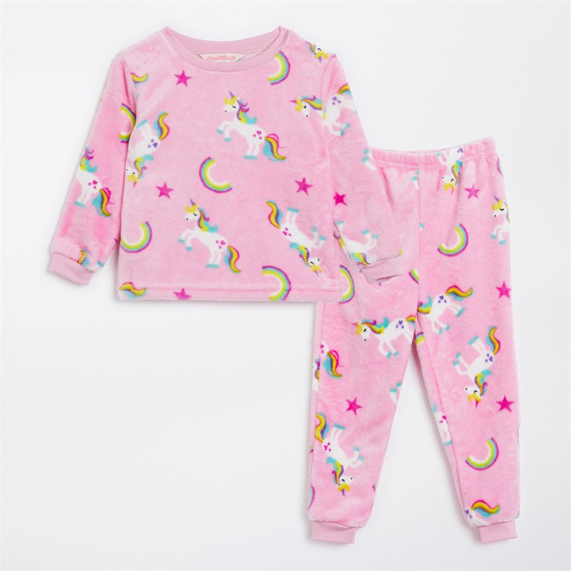Board Angels Infant Girls Unicorn Snuggle Fleece Twosie Set Pink