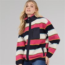 Board Angels Womens Striped Borg Zip-Thru Fleece Multi