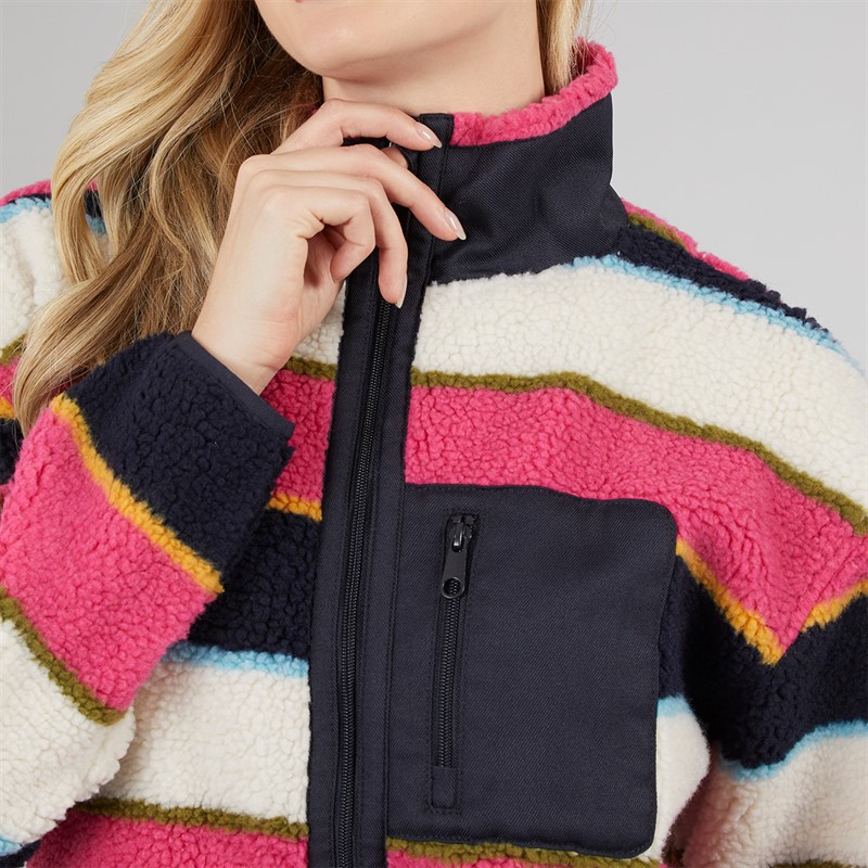 Board Angels Womens Striped Borg Zip-Thru Fleece Multi