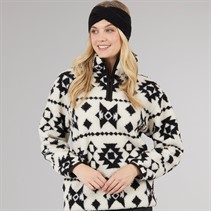 Board Angels Womens Aztec Borg 1/4 Zip Fleece Ecru/Black