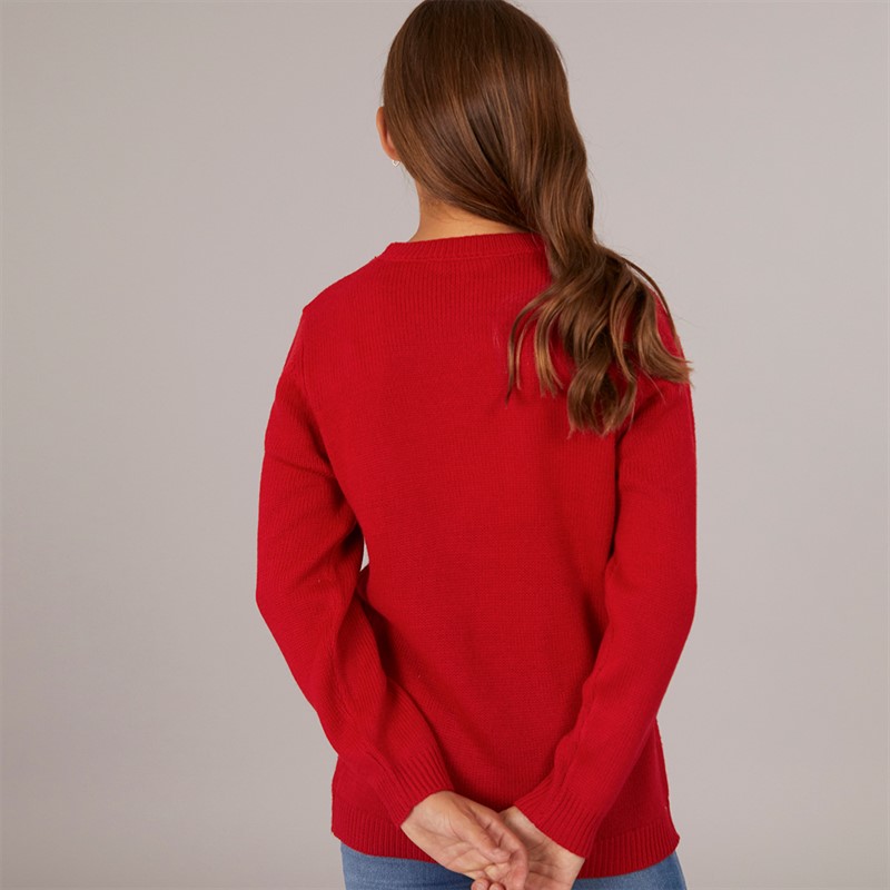 Board Angels Girls Rudolf Christmas Jumper Red