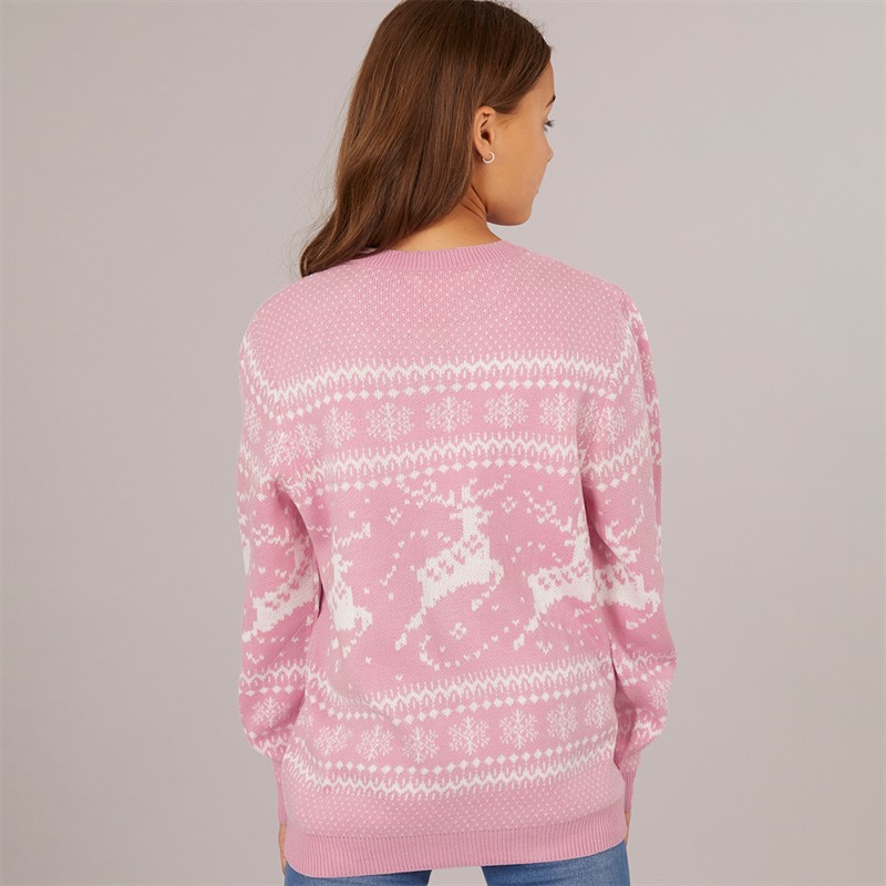 Board Angels Girls Fairisle Mini Me Christmas Jumper Pink Multi