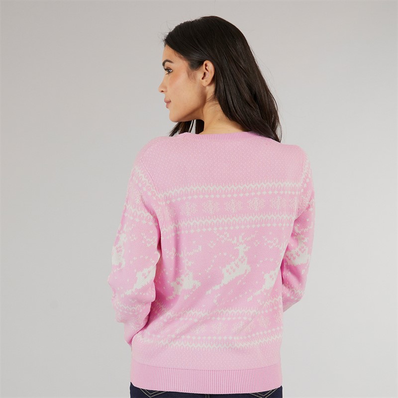 Board Angels Womens Fairisle Mini Me Christmas Jumper Pink Multi