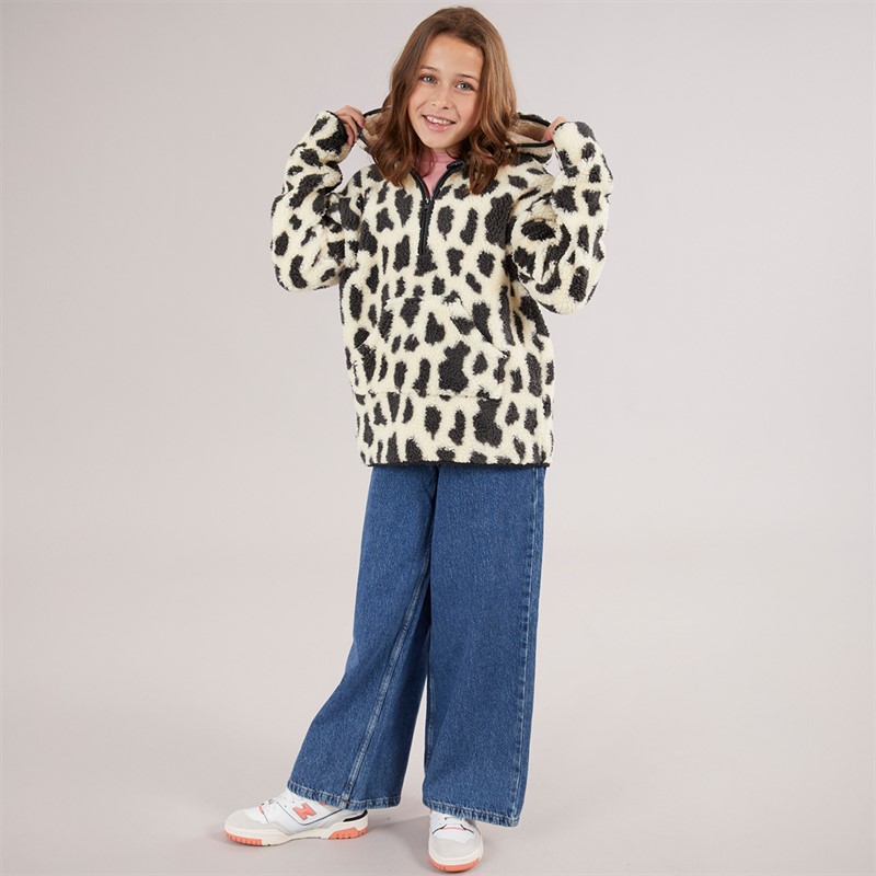 Board Angels Girls Leopard Half-Zip Fleece Jacket Multi