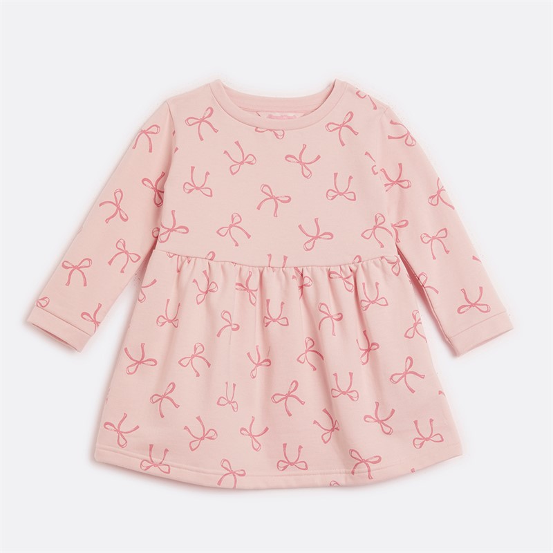 Girls AOP Fleece Bow Jumper Dress Multi - Size 3/4Y