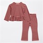 Board Angels Girls Sweatshirt And Flared Leggings Set Pink/Burgundy Stripe