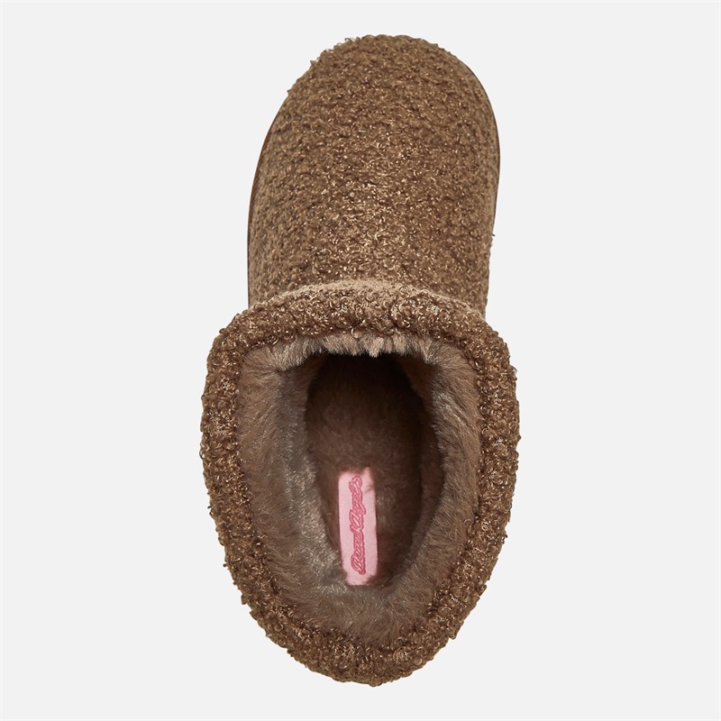 Board Angels Womens Teddy Borg Fleece Bootie Slippers Mink