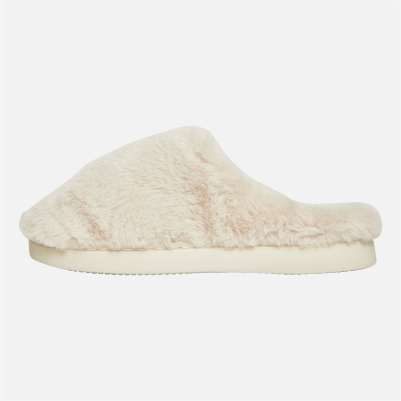 Board Angels Womens Candice Borg Fleece Mule Slippers Cream