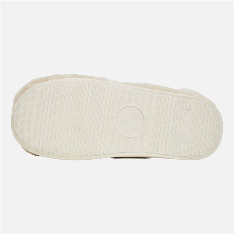 Board Angels Womens Candice Borg Fleece Mule Slippers Cream