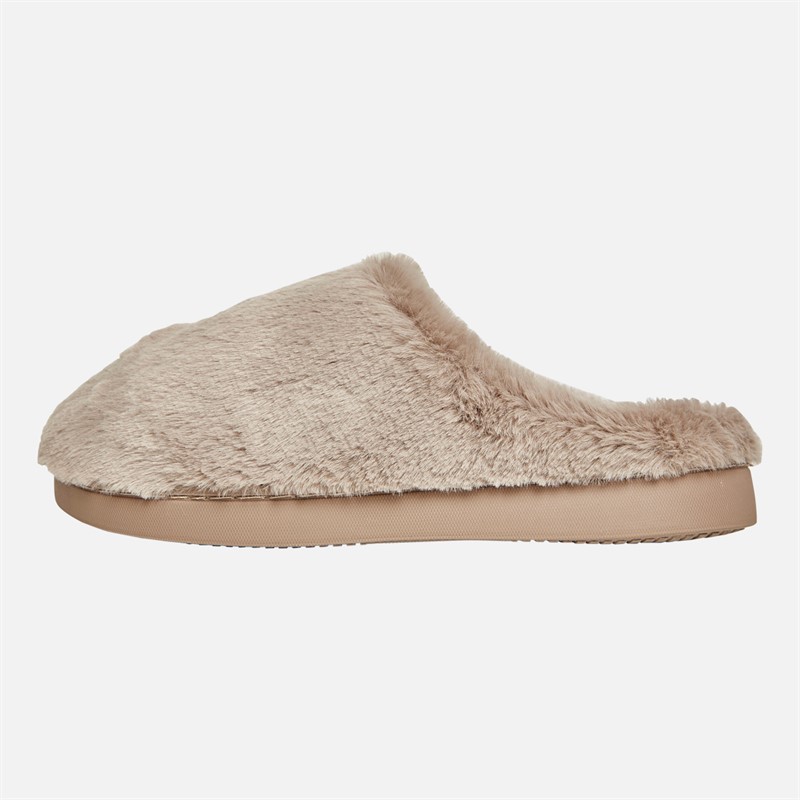 Board Angels Womens Candice Borg Fleece Mule Slippers Mink