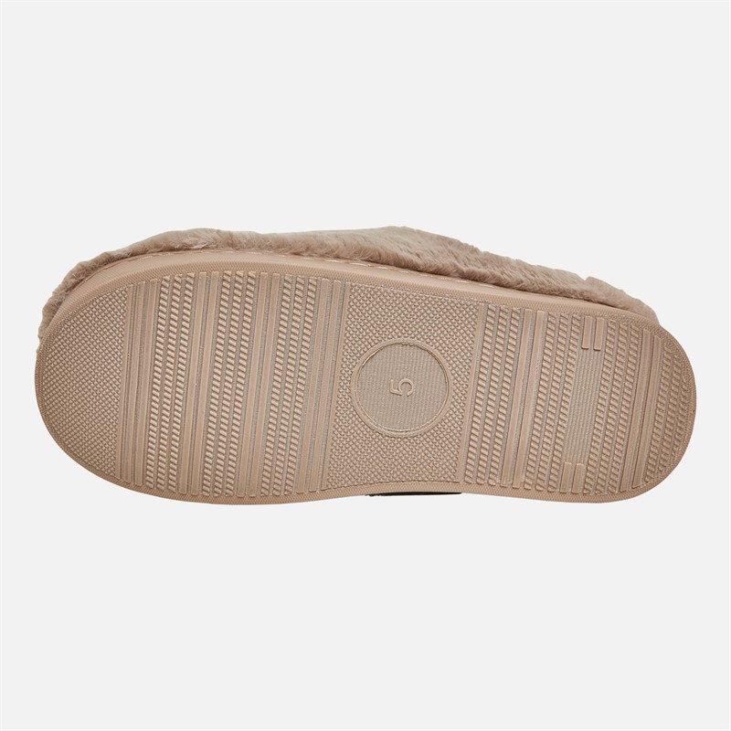 Board Angels Womens Candice Borg Fleece Mule Slippers Mink