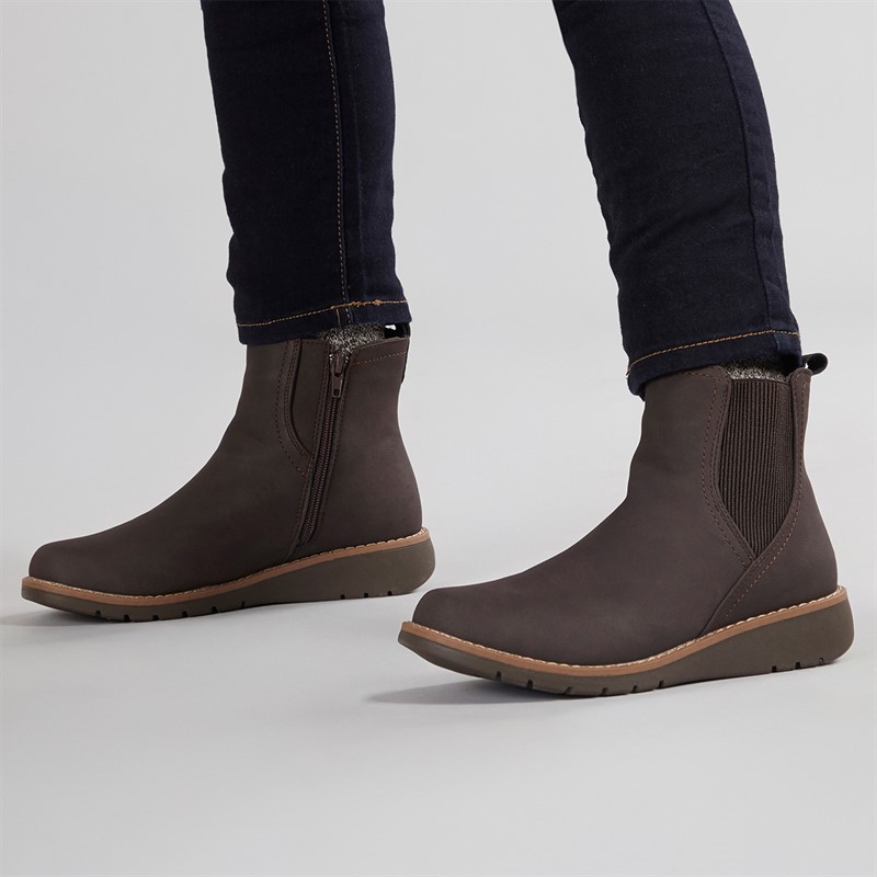 Board Angels Womens Ella Wedge Chelsea Boots Brown