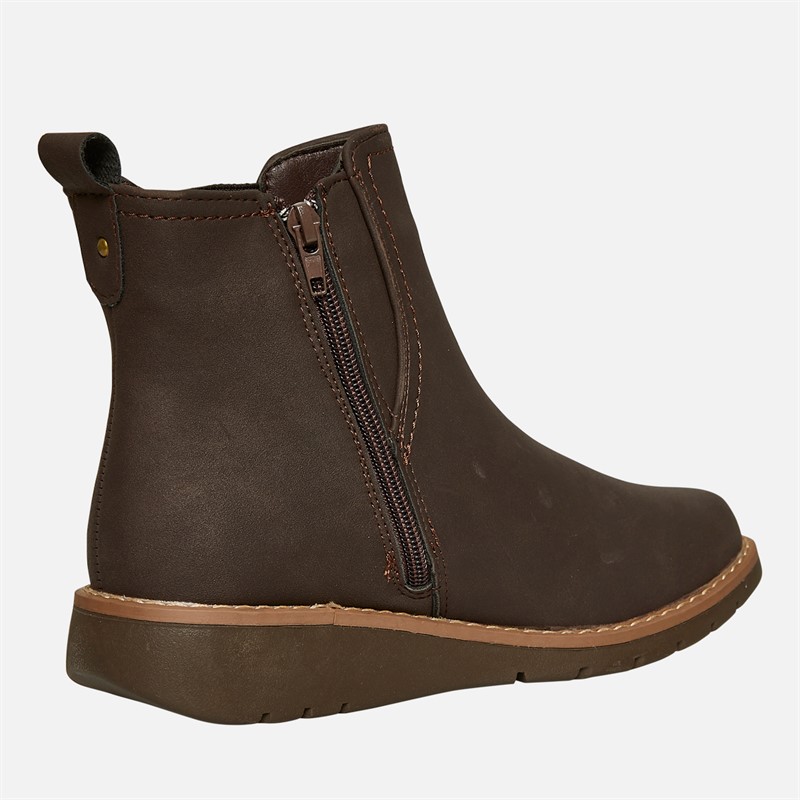 Board Angels Womens Ella Wedge Chelsea Boots Brown