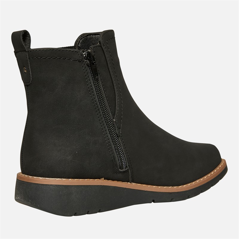 Board Angels Womens Ella Wedge Chelsea Boots Black