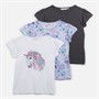 Board Angels Girls Three Pack Unicorn T-Shirts Multi