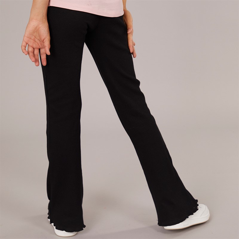 Board Angels Girls Two Pack Ribbed Flared Leggings Black/Leopard