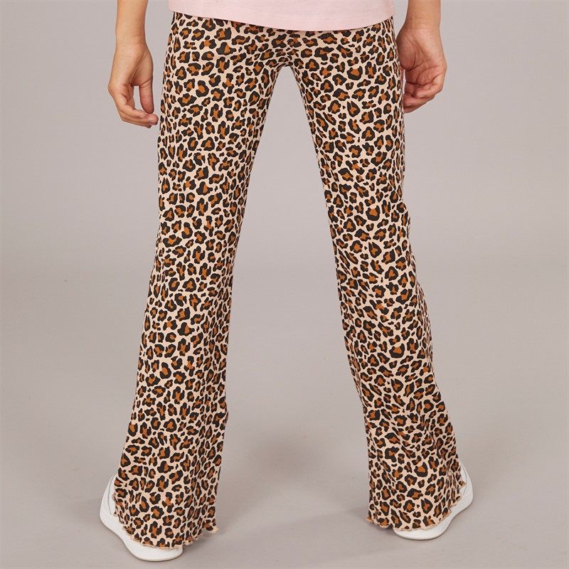 Board Angels Girls Two Pack Ribbed Flared Leggings Black/Leopard