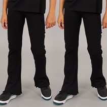 Board Angels Girls Two Pack Ribbed Flared Leggings Black