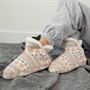 Board Angels Womens Fairisle Sherpa Lined Bootee Slippers Cream/Pink