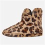 Board Angels Womens Faux Fur Bootee Slippers Leopard
