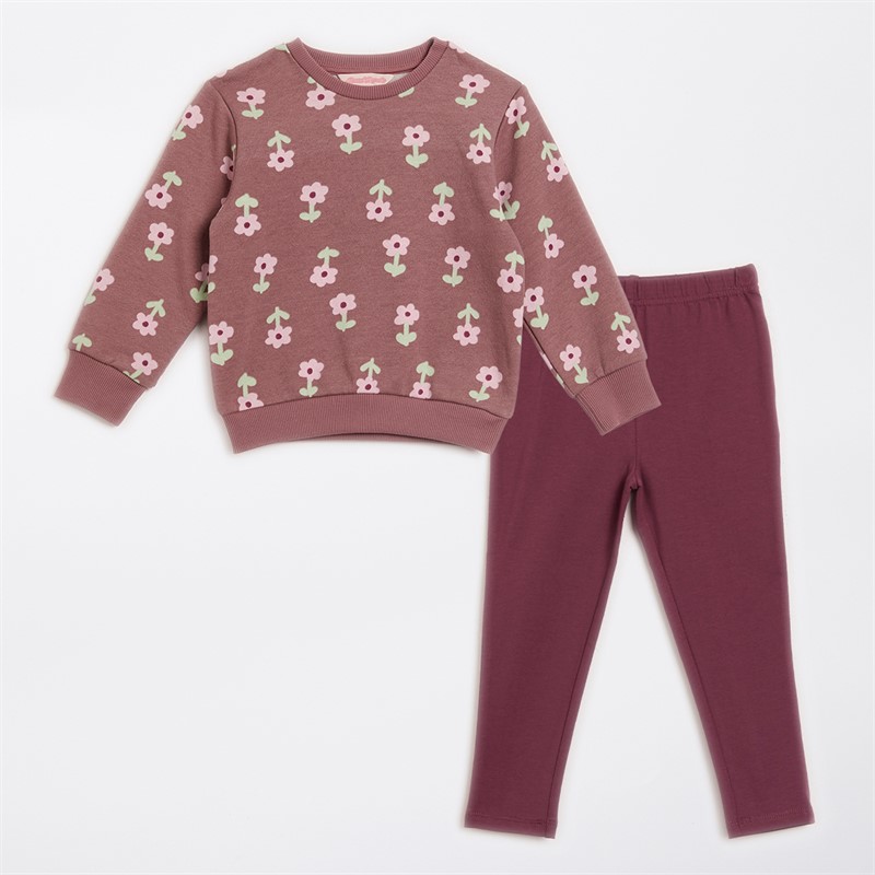Board Angels Girls Sweatshirt And Leggings Set Pink/Burgundy