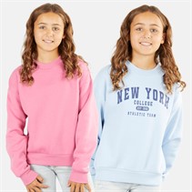 Board Angels Girls Collegiate Two Pack Sweatshirts Blue/Pink