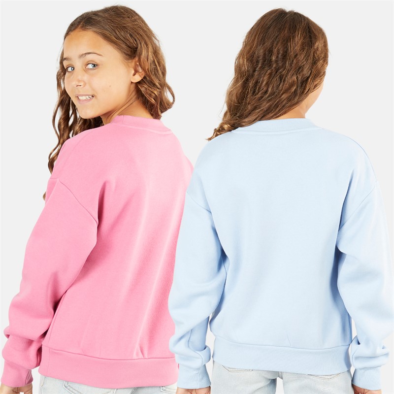 Board Angels Girls Collegiate Two Pack Sweatshirts Blue/Pink
