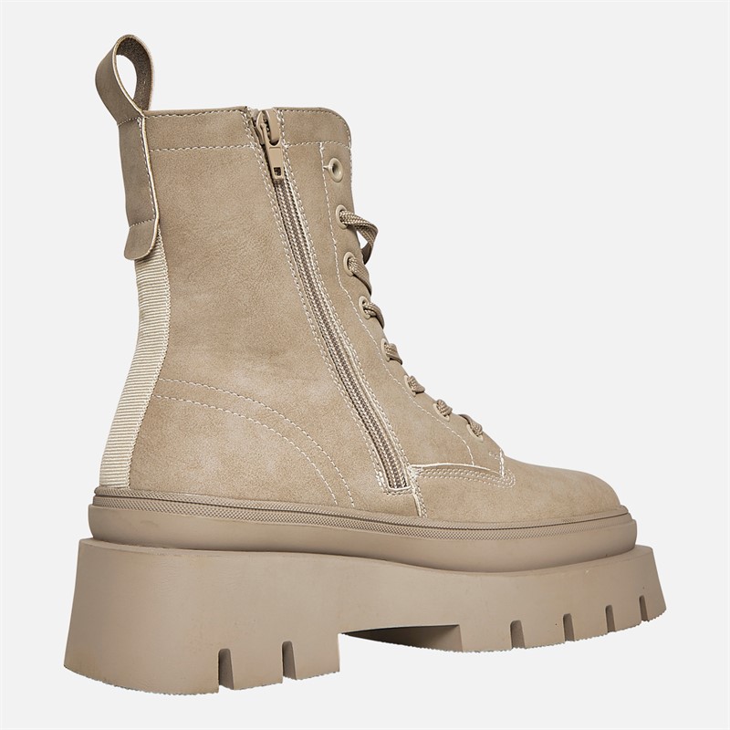 Board Angels Womens Rum Chunky Lace Up Boots Grey PU