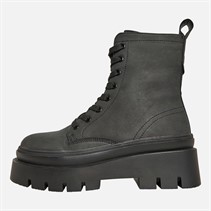Board Angels Womens Rum Chunky Lace Up Boots Black PU