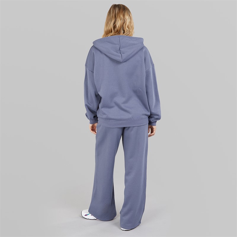 Board Angels Womens Oversized Zip Through Hoodie And Wide Leg Joggers Tracksuit Dusty Blue