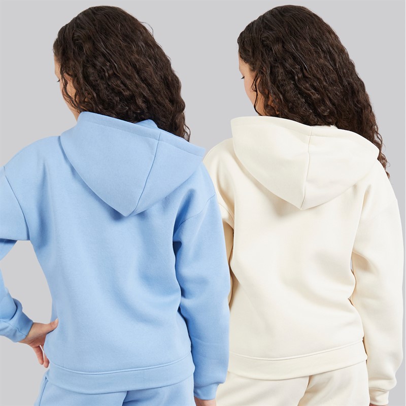 Board Angels Girls Two Pack Zip Through Hoodies Baby Blue/Off White Baby Blue/Off-White