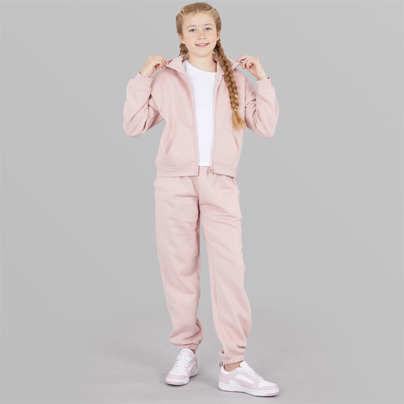 Board Angels Girls Zip Through Hoodie And Joggers Set Baby Pink