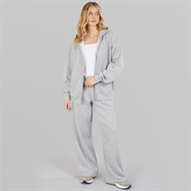 Board Angels Womens Oversized Zip Through Hoodie And Wide Leg Joggers Tracksuit Light Grey Marl Lt Grey Marl