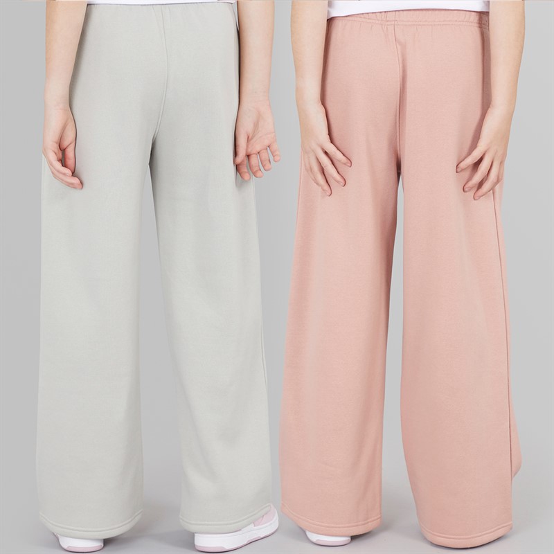 Board Angels Girls Two Pack Wide Leg Joggers Light Grey/Dusky Pink Lt Grey/Dusky Pink