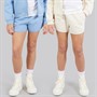 Board Angels Girls Two Pack Fleece Runner Shorts Baby Blue/Off White Baby Blue/Off-White