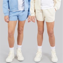 Board Angels Girls Two Pack Fleece Runner Shorts Baby Blue/Off White Baby Blue/Off-White