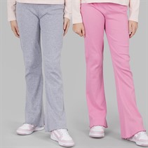 Board Angels Girls Two Pack Rib Flared Leggings Pink/Light Grey Marl