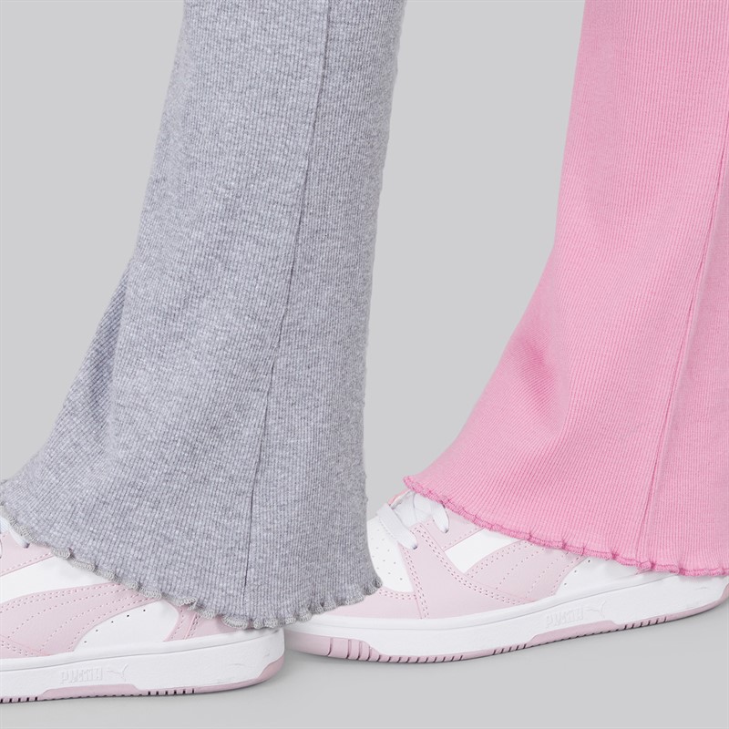 Board Angels Girls Two Pack Rib Flared Leggings Pink/Light Grey Marl