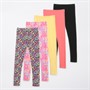 Board Angels Girls Five Pack Plain/Printed Leggings Multi