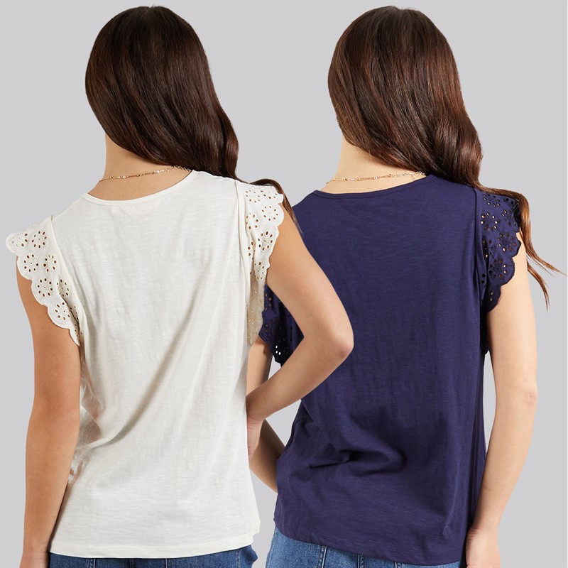 Board Angels Womens Broderie Anglaise Two Pack T-Shirts Multi
