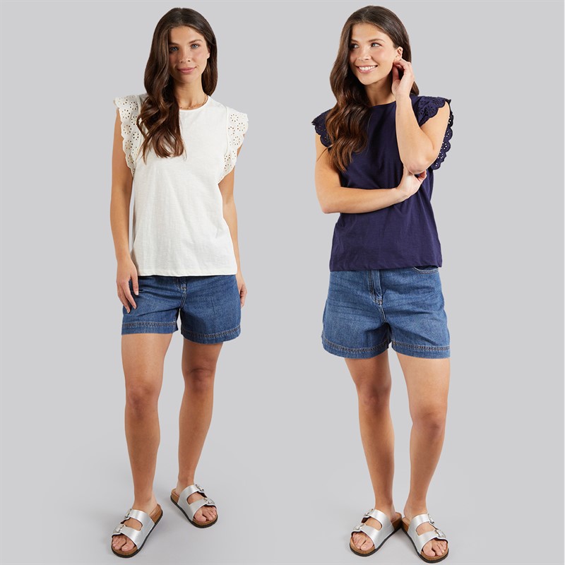Board Angels Womens Broderie Anglaise Two Pack T-Shirts Multi