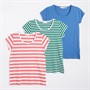Board Angels Womens Stripe Pack T-Shirts Denim Blue/Dusky Pink Stripe/Green Stripe Denim Blue / Dusky Pink Stripe / Green Stripe
