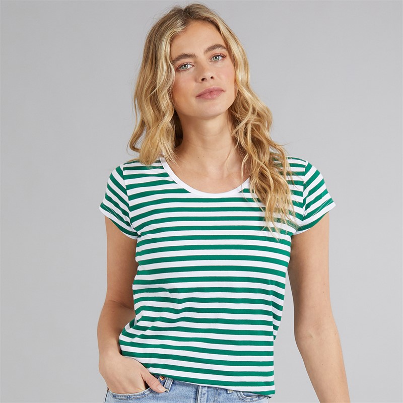 Board Angels Womens Stripe Pack T-Shirts Denim Blue/Dusky Pink Stripe/Green Stripe