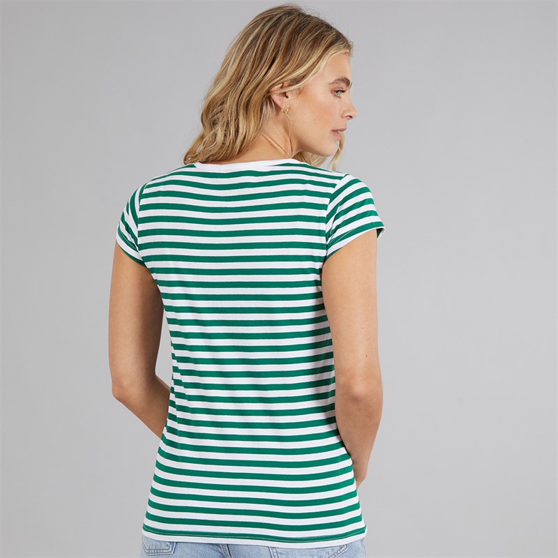 Board Angels Womens Stripe Pack T-Shirts Denim Blue/Dusky Pink Stripe/Green Stripe