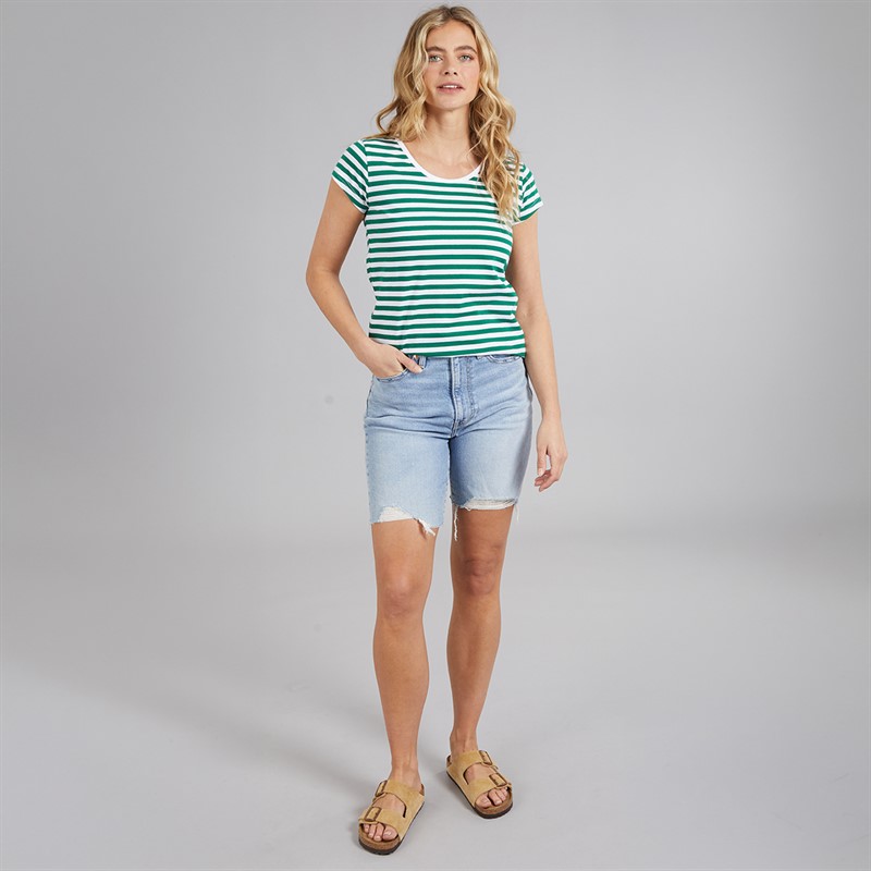 Board Angels Womens Stripe Pack T-Shirts Denim Blue/Dusky Pink Stripe/Green Stripe